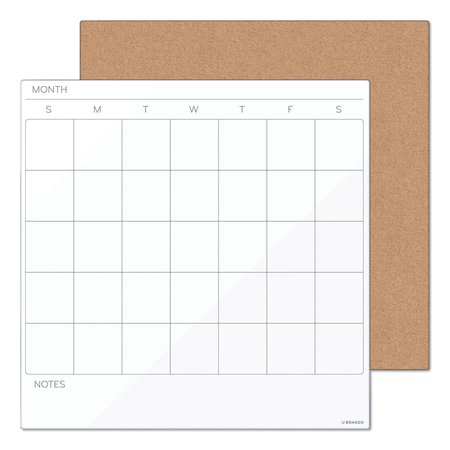 U BRANDS Tile Board w/Undated One Month Calendar, 14 x 14, White/Natural, PK2 3889U00-01